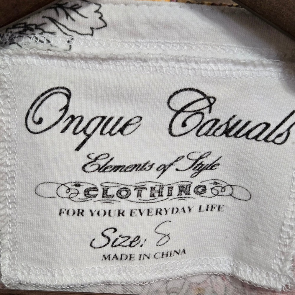 Onque Casuals Paris Print Cardigan Pink Orange Floral 3/4 Sleeve Size S - Picture 3 of 6